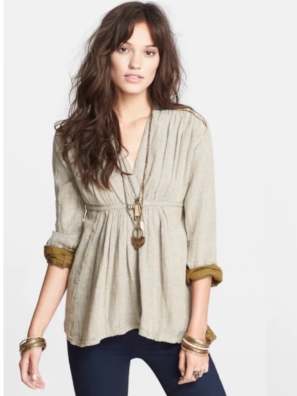 Free People All Who Wander Stripe Double Cloth Top